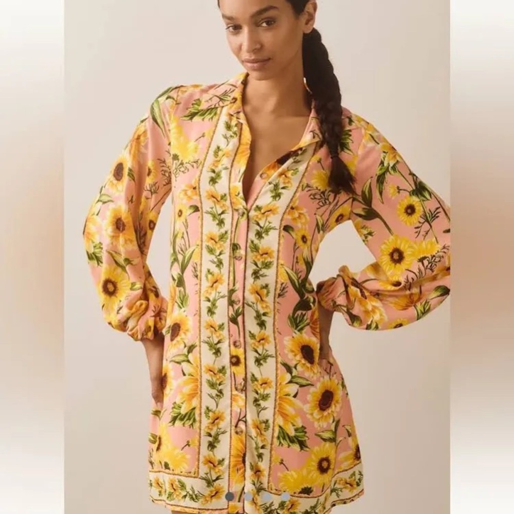 FARM Rio Pink and Yellow Floral Dress
